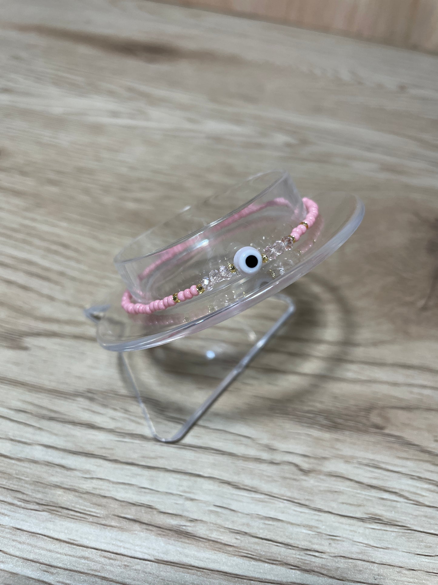 Pink Adult "Evil Eye" Bracelet (Elastic)