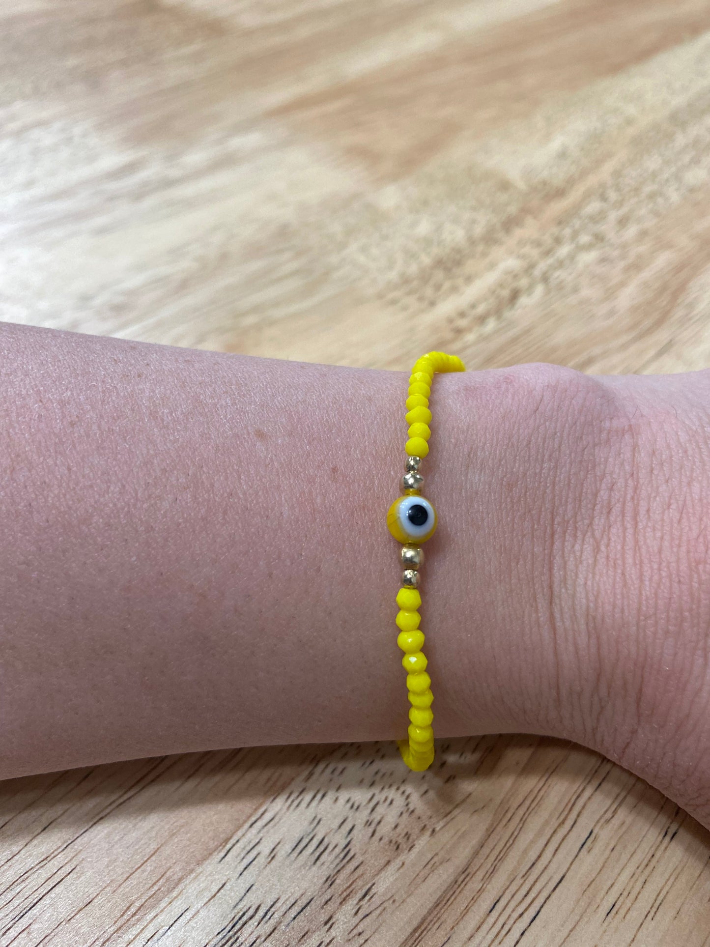 Yellow Adult "Evil Eye" Bracelet