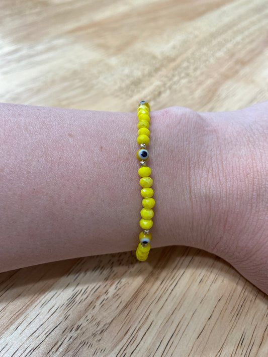 Yellow Adult "Evil Eye" Bracelet