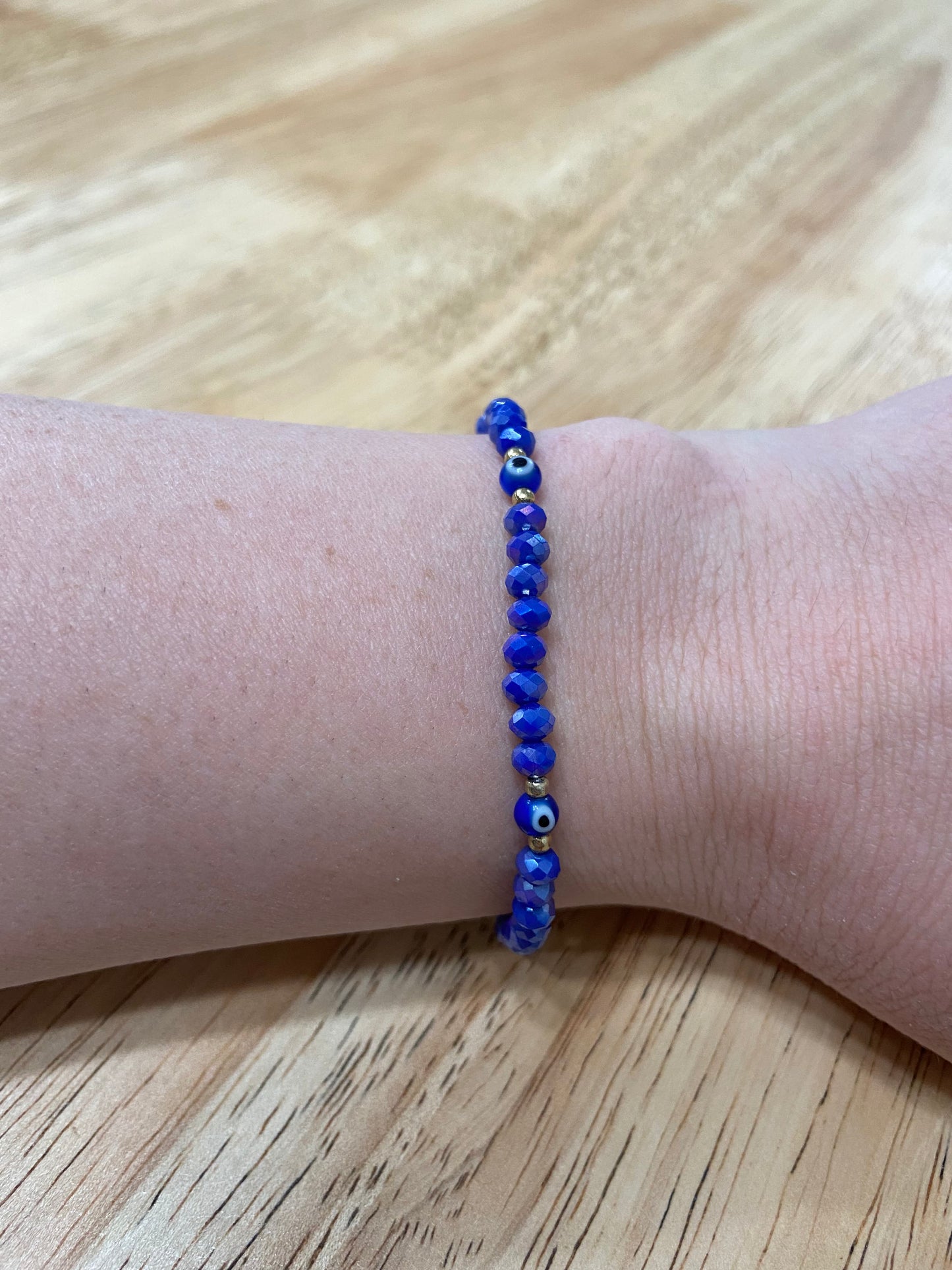 Dark Blue Adult "Evil Eye" Bracelet (Elastic)