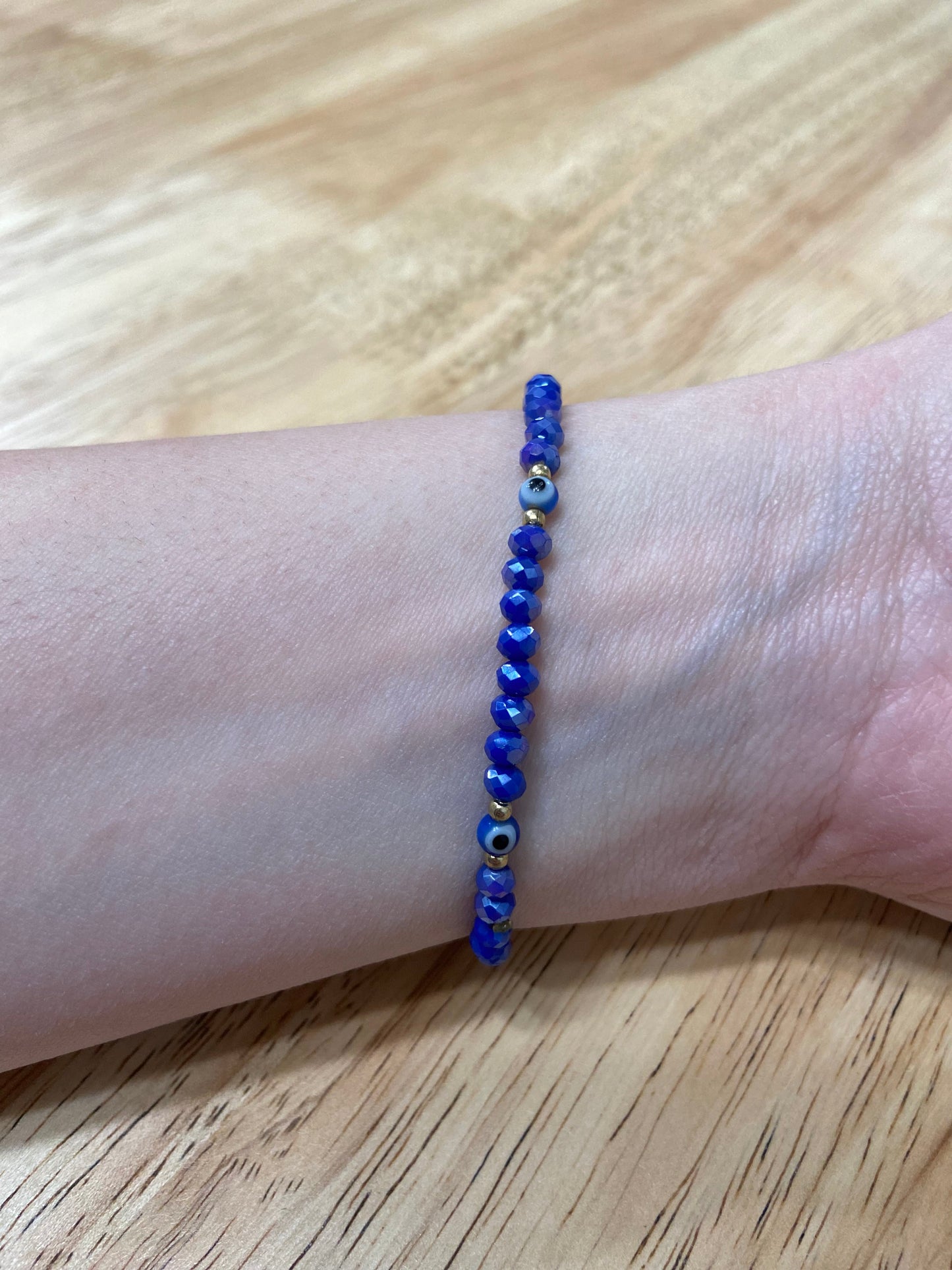 Dark Blue Adult "Evil Eye" Bracelet (Elastic)