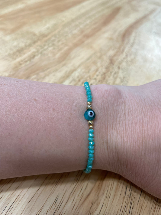 Light Blue/Turquoise Adult "Evil Eye" Bracelet